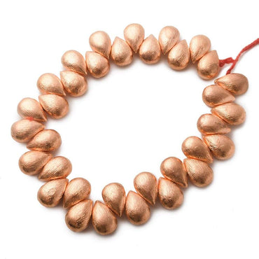 12x8mm Copper Brushed Pear Beads 8 inch 32 pieces (ONLINE ORDER ONLY)