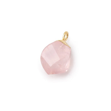 12x8mm Gold Leafed Rose Quartz Twist Focal Pendant 1 piece (ONLINE ORDER ONLY)