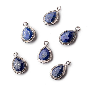 12x8mm Oxidized Silver Rope Bezel Lapis Lazuli Pear Pendant 1 piece (ONLINE ORDER ONLY)