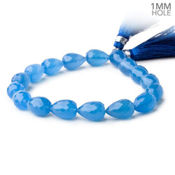 12x8mm Santorini Blue Chalcedony straight drilled faceted tear drop beads 8 inch 17 large hole beads (ONLINE ORDER ONLY)