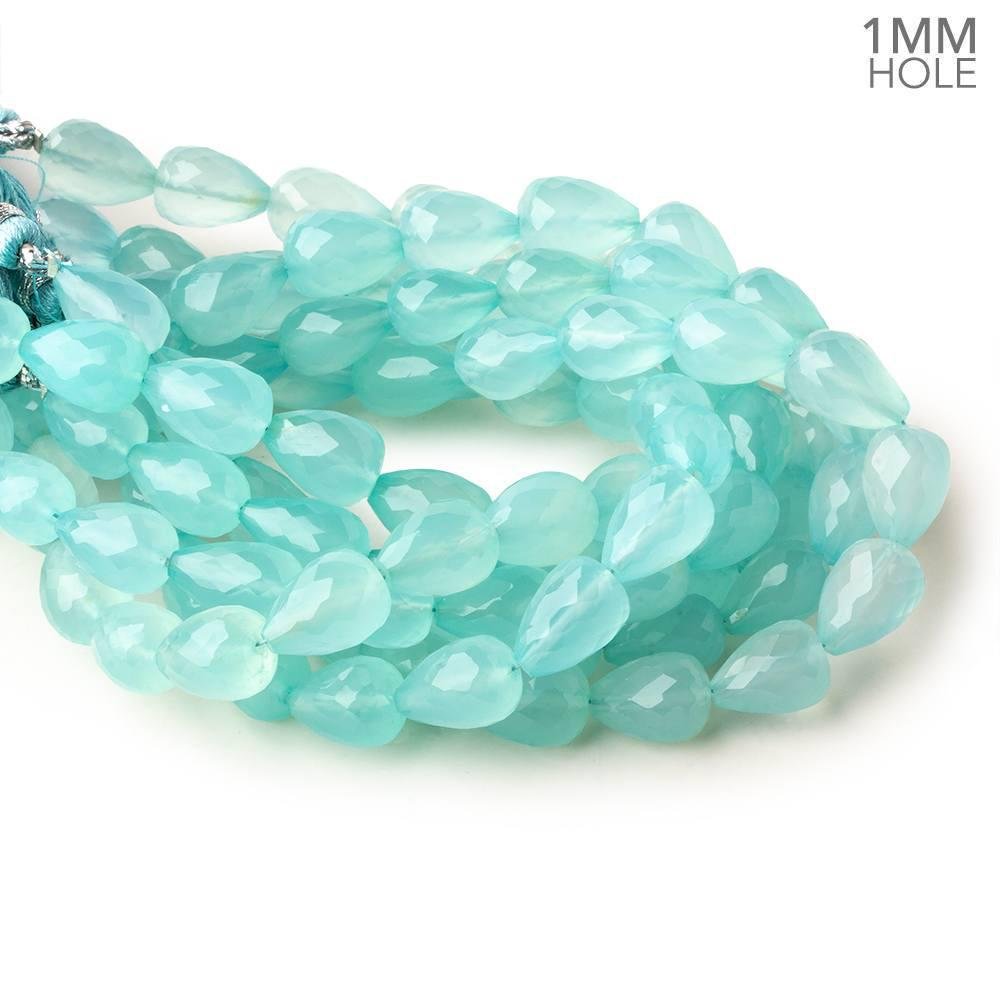 12x8mm Seafoam Blue Chalcedony straight faceted tear drop beads 8inch (ONLINE ORDER ONLY)