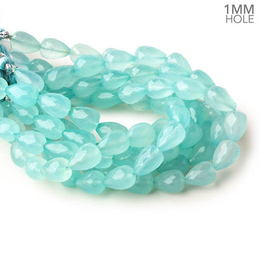 12x8mm Seafoam Blue Chalcedony straight faceted tear drop beads 8inch (ONLINE ORDER ONLY)