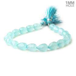 12x8mm Seafoam Blue Chalcedony straight faceted tear drop beads 8inch (ONLINE ORDER ONLY)