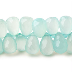 12x8mm Seafoam Blue Chalcedony top drilled faceted tear drop beads 8 inch 52 beads (ONLINE ORDER ONLY)