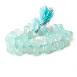 12x8mm Seafoam Blue Chalcedony top drilled faceted tear drop beads 8 inch 52 beads (ONLINE ORDER ONLY)