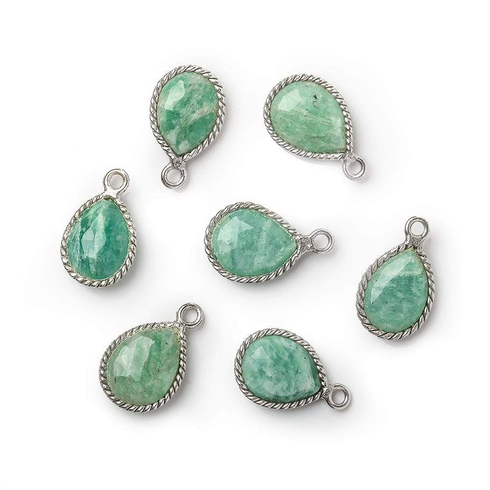 12x8mm Silver Bezel Rope Amazonite Pear Pendant 1 piece (ONLINE ORDER ONLY)