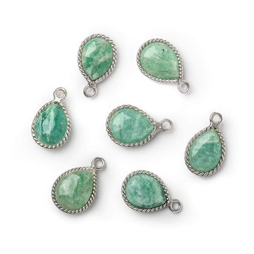 12x8mm Silver Bezel Rope Amazonite Pear Pendant 1 piece (ONLINE ORDER ONLY)