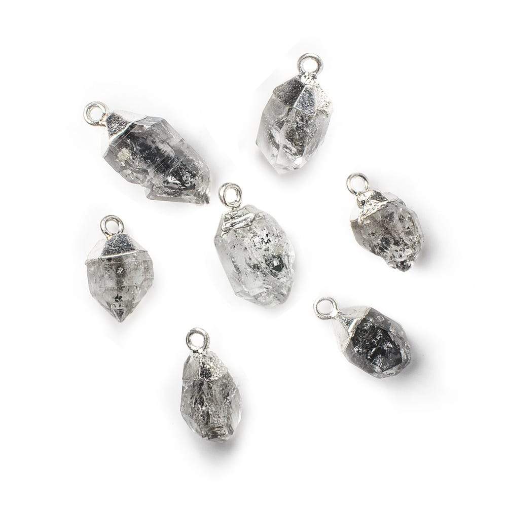 12x8mm Silver Leafed Herkimer Diamond Crystal Quartz Focal Pendant 1 piece (ONLINE ORDER ONLY)