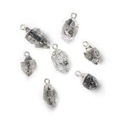 12x8mm Silver Leafed Herkimer Diamond Crystal Quartz Focal Pendant 1 piece (ONLINE ORDER ONLY)