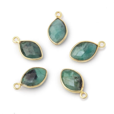 12x8mm Vermeil Bezel Emerald Marquise Pendant 1 piece (ONLINE ORDER ONLY)