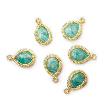 12x8mm Vermeil Rope Bezel Amazonite Pear Pendant 1 piece (ONLINE ORDER ONLY)