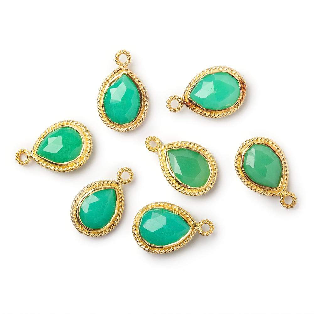 12x8mm Vermeil Rope Bezel Lime Green Chalcedony Pear Pendant 1 piece (ONLINE ORDER ONLY)