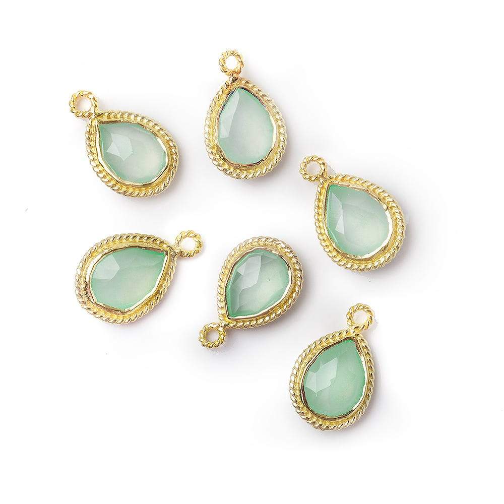 12x8mm Vermeil Rope Bezel Sea Blue Chalcedony Pear Pendant 1 piece (ONLINE ORDER ONLY)