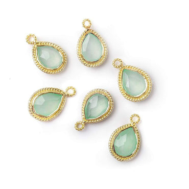 12x8mm Vermeil Rope Bezel Sea Blue Chalcedony Pear Pendant 1 piece (ONLINE ORDER ONLY)