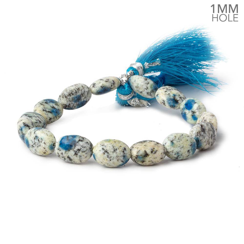 12x9-13x9mm K2 Azurite Granite "K2 Jasper" plain Ovals 7.5 inch 17 beads 1mm hole (ONLINE ORDER ONLY)