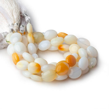 12x15mm White and Yellow Opal plain oval beads 7.5 inch 12 pieces (ONLINE ORDER ONLY)