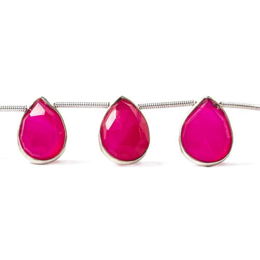 12x9-14x11mm Sterling Silver Bezeled Fuchsia Chalcedony pear Strand (ONLINE ORDER ONLY)