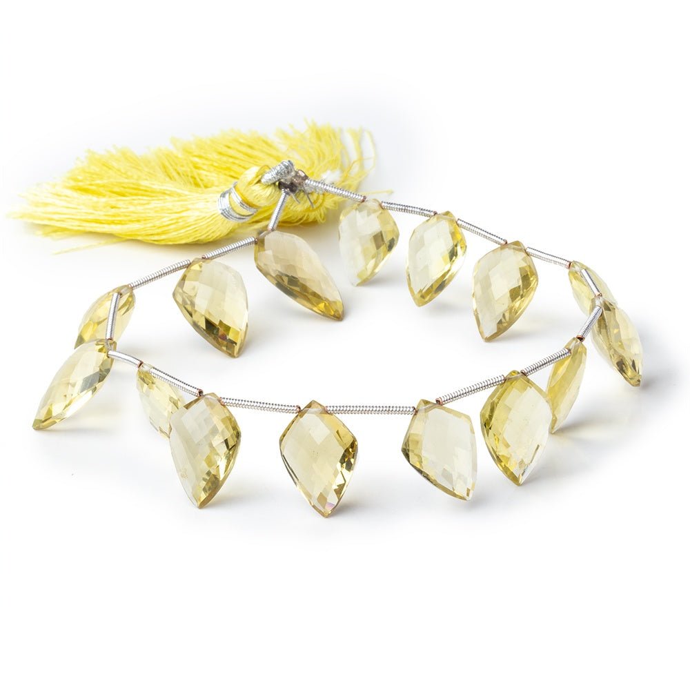 12x9-15x10mm Lemon Quartz Faceted Shield Beads 8 inch 15 pieces (ONLINE ORDER ONLY)