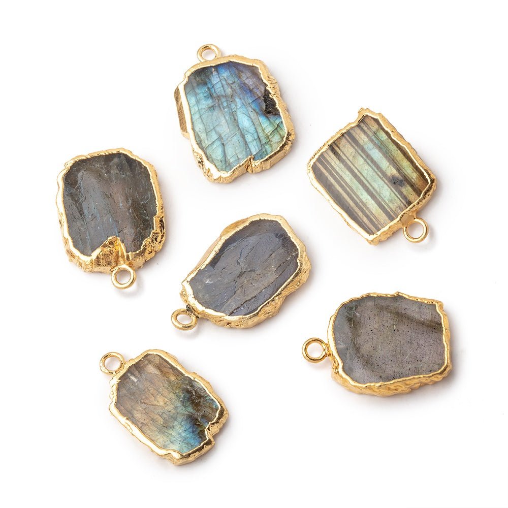 12x9-15x12mm Gold Leafed Labradorite Slice Focal Bead 1 piece (ONLINE ORDER ONLY)