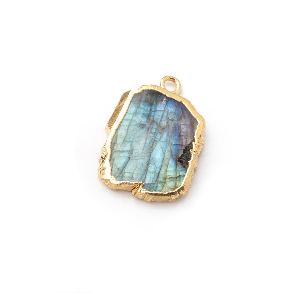 12x9-15x12mm Gold Leafed Labradorite Slice Focal Bead 1 piece (ONLINE ORDER ONLY)