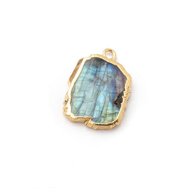 12x9-15x12mm Gold Leafed Labradorite Slice Focal Bead 1 piece (ONLINE ORDER ONLY)