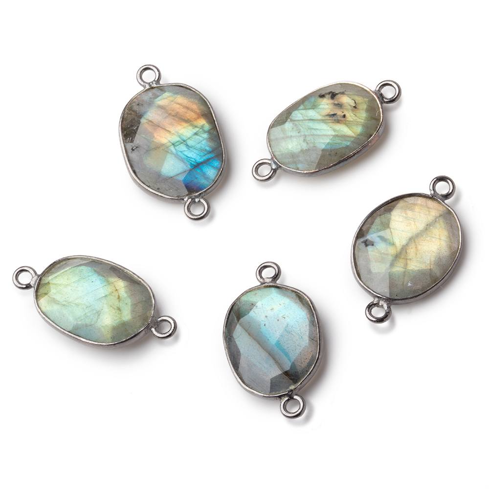 12x9-16x12mm Black Gold Over .925 Bezel Labradorite Nugget 1 Connector (ONLINE ORDER ONLY)