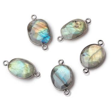 12x9-16x12mm Black Gold Over .925 Bezel Labradorite Nugget 1 Connector (ONLINE ORDER ONLY)