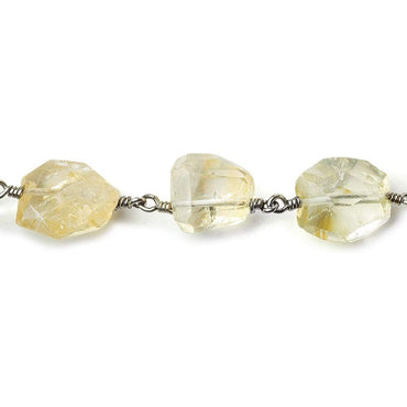 12x9-18x9mm Citrine faceted nugget Black Gold plated Chain by the foot 15 bead per (ONLINE ORDER ONLY)
