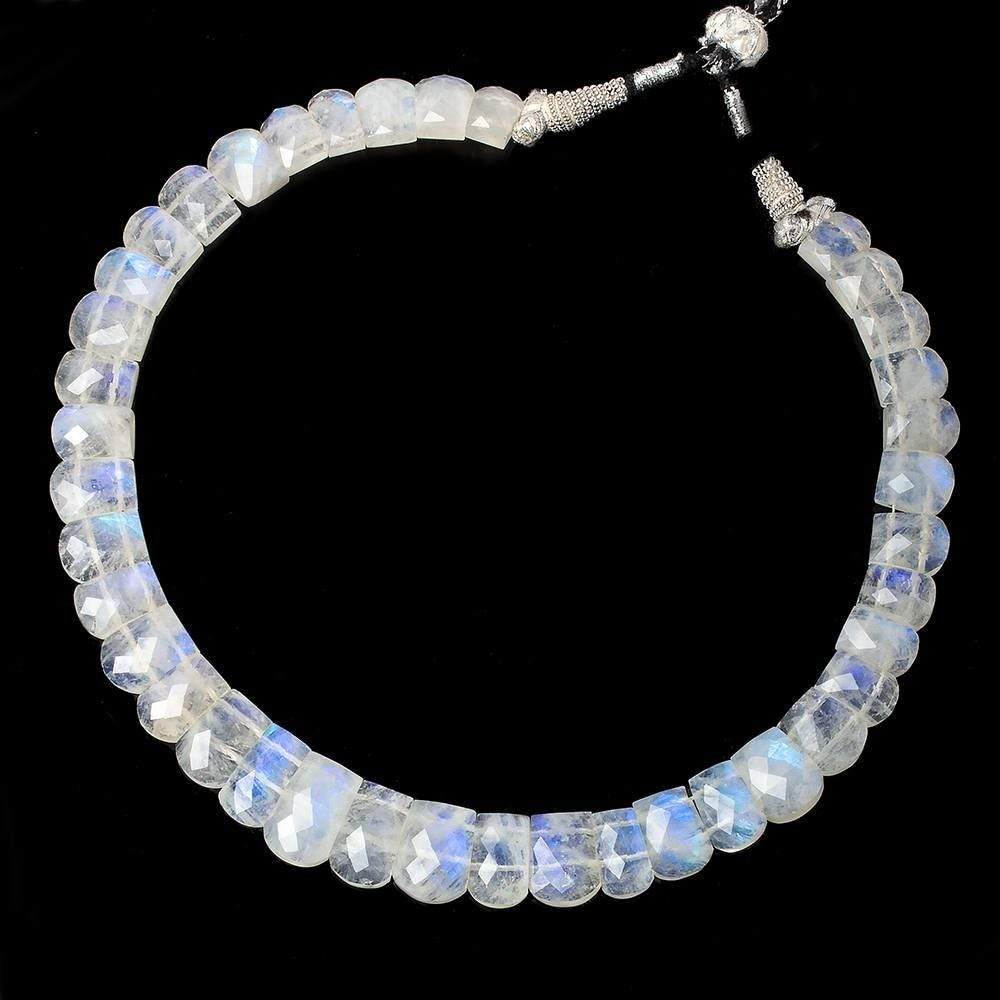 12x9-19x12mm Rainbow Moonstone double drilled faceted fancy shape collar 39 beads (ONLINE ORDER ONLY)