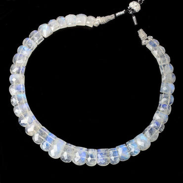 12x9-19x12mm Rainbow Moonstone double drilled faceted fancy shape collar 39 beads (ONLINE ORDER ONLY)