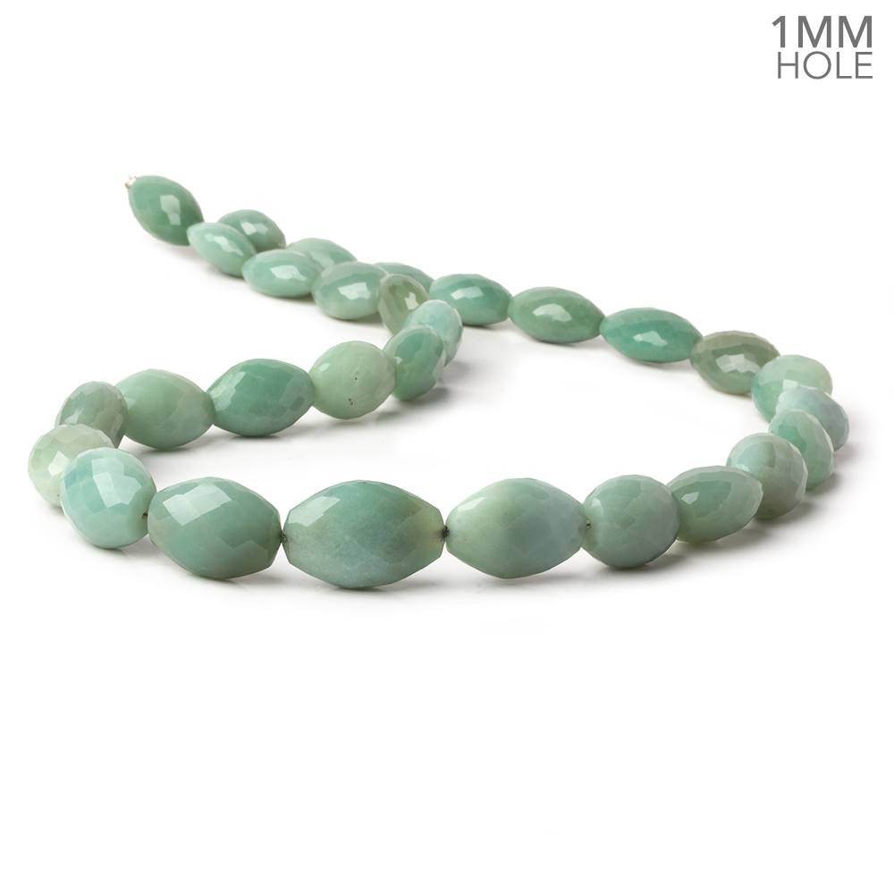 12x9-20x13mm Green Chalcedony faceted nugget 1mm large hole 18 inch 29 beads (ONLINE ORDER ONLY)