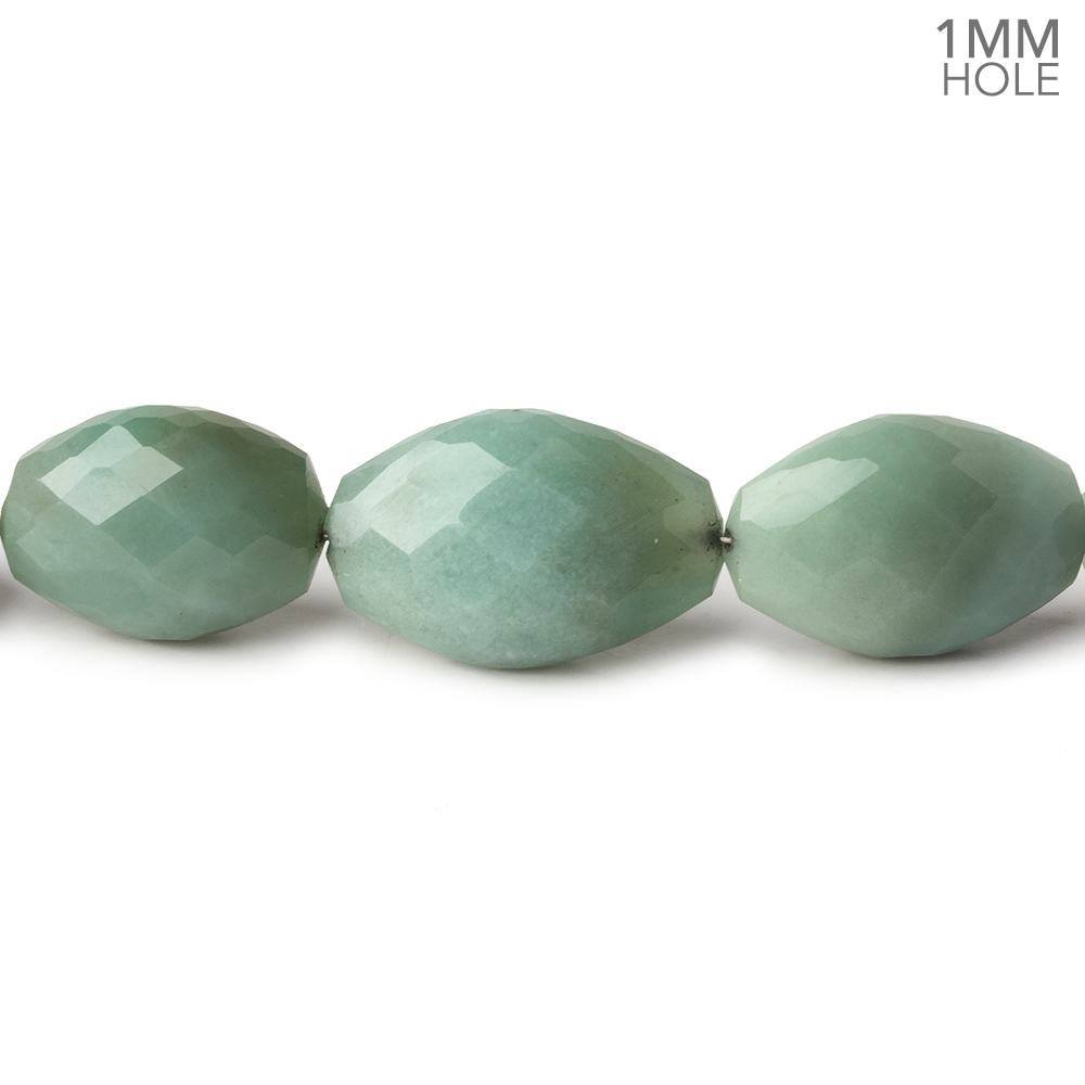 12x9-20x13mm Green Chalcedony faceted nugget 1mm large hole 18 inch 29 beads (ONLINE ORDER ONLY)
