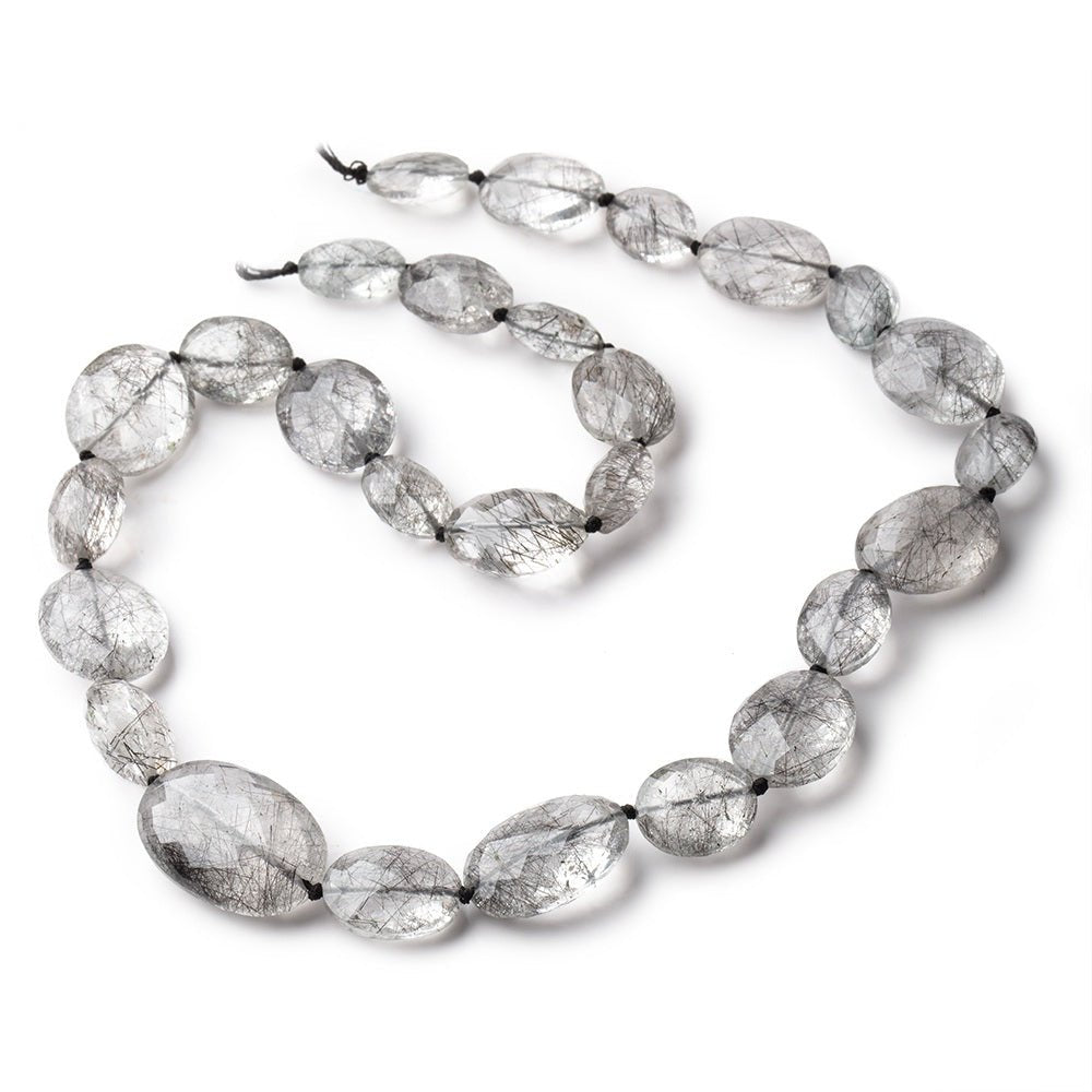 12x9-24x16mm Black Tourmalinated Quartz Faceted Ovals 18 inch 26 Beads AAA (ONLINE ORDER ONLY)