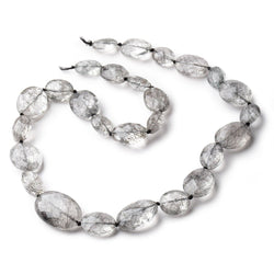 12x9-24x16mm Black Tourmalinated Quartz Faceted Ovals 18 inch 26 Beads AAA (ONLINE ORDER ONLY)