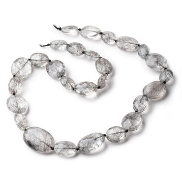 12x9-24x16mm Black Tourmalinated Quartz Faceted Ovals 18 inch 26 Beads AAA (ONLINE ORDER ONLY)