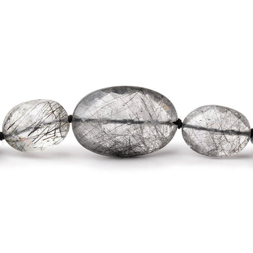 12x9-24x16mm Black Tourmalinated Quartz Faceted Ovals 18 inch 26 Beads AAA (ONLINE ORDER ONLY)