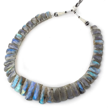 12x9-33x12mm Labradorite double drilled faceted fancy shape collar 40 beads AA (ONLINE ORDER ONLY)