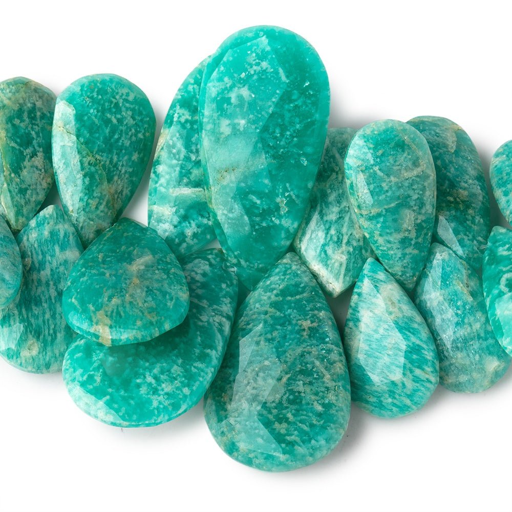 12x9-38x19mm Russian Amazonite Faceted Pear Beads 6 inch 33 pieces (ONLINE ORDER ONLY)