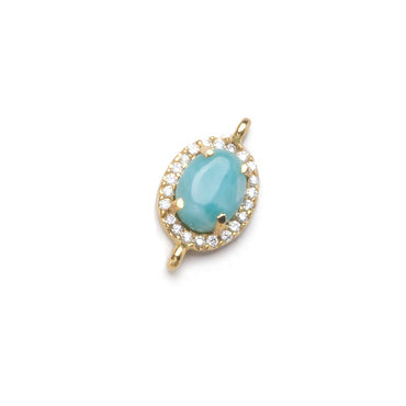 12x9.5mm Vermeil Bezel White CZ and Larimar Oval Connector 1 focal piece (ONLINE ORDER ONLY)