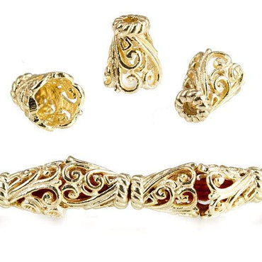 12x9mm 14kt Gold plated Copper Cone Scroll Vine Design 18 beads *DISCONTINUED* (ONLINE ORDER ONLY)