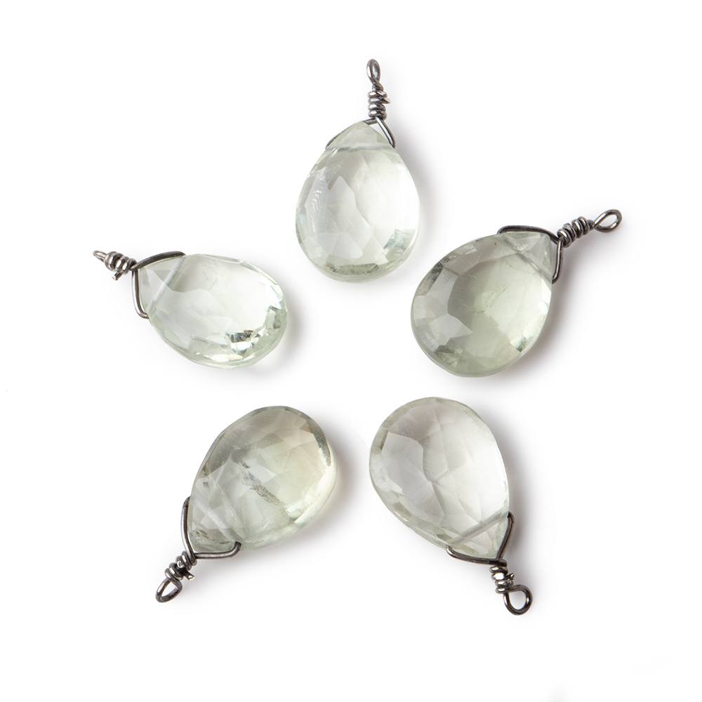 12x9mm Black Gold Wire Wrapped Green Amethyst Faceted Pear 1 Focal Pendant (ONLINE ORDER ONLY)