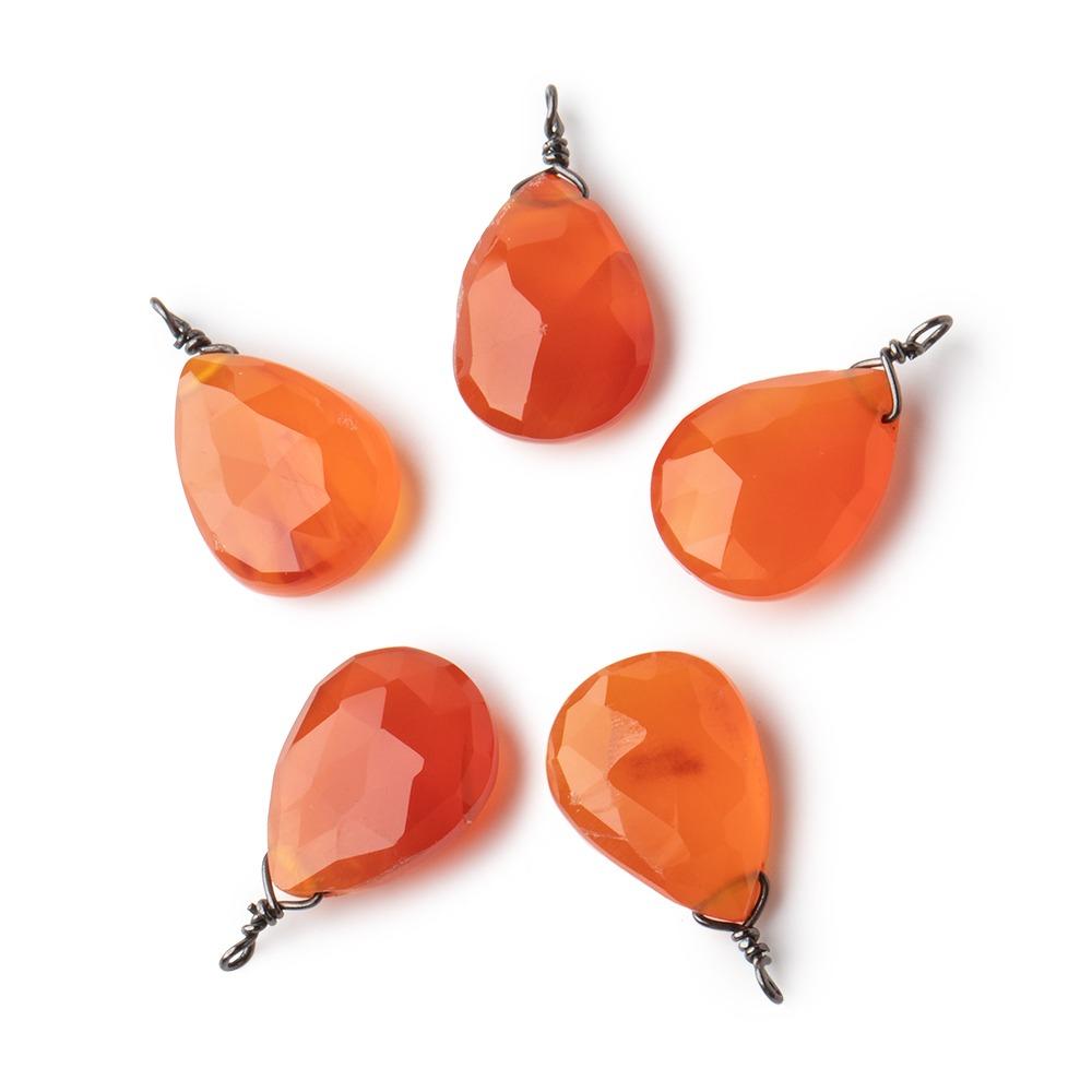 12x9mm Black Gold Wire Wrapped Orange Chalcedony Faceted Pear 1 Focal Pendant (ONLINE ORDER ONLY)