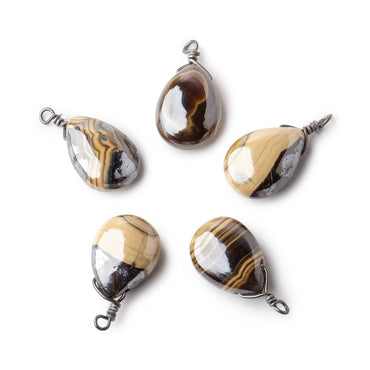 12x9mm Black Gold Wire Wrapped Schalenblende Plain Pear 1 Focal Pendant (ONLINE ORDER ONLY)