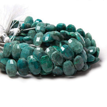 12x9mm Chrysocolla side drilled Faceted Cushion Beads 6 inch 17 pieces (ONLINE ORDER ONLY)