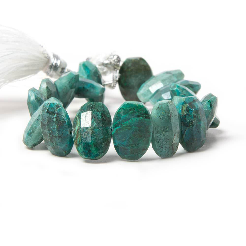 12x9mm Chrysocolla side drilled Faceted Cushion Beads 6 inch 17 pieces (ONLINE ORDER ONLY)