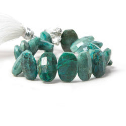 12x9mm Chrysocolla side drilled Faceted Cushion Beads 6 inch 17 pieces (ONLINE ORDER ONLY)
