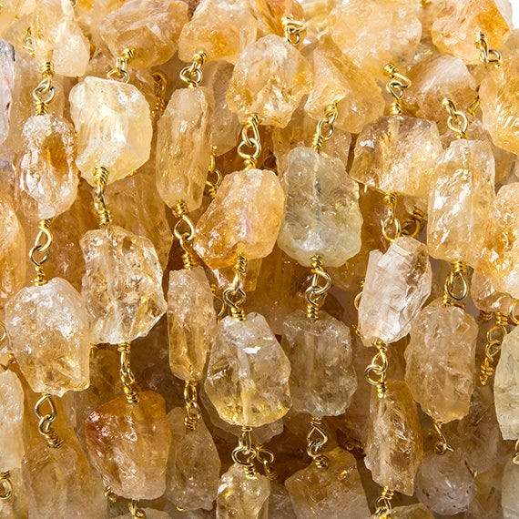 12x9mm Citrine hammer faceted rectangle Gold plated Chain 19 pieces (ONLINE ORDER ONLY)