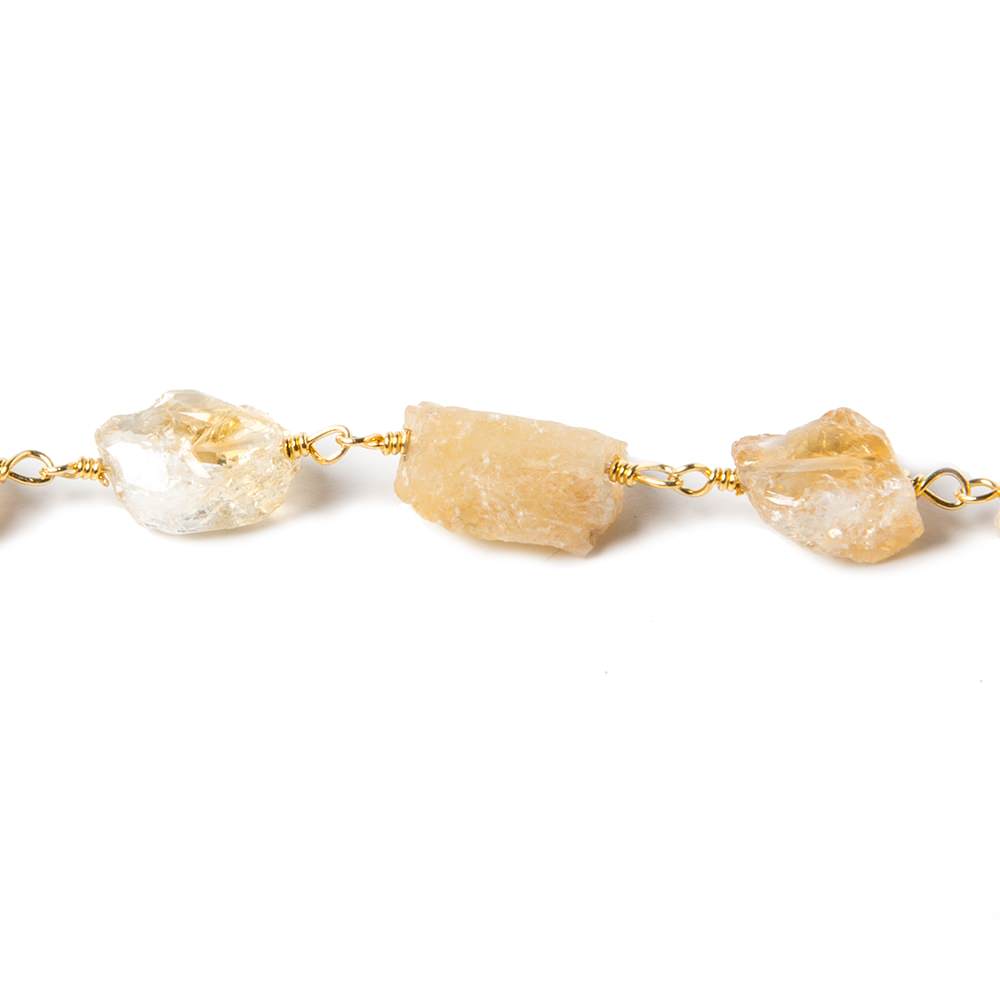 12x9mm Citrine hammer faceted rectangle Gold plated Chain 19 pieces (ONLINE ORDER ONLY)