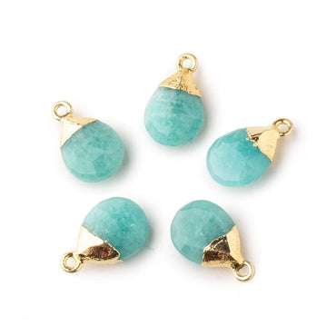 12x9mm Gold Leafed Amazonite faceted pear 1 focal bead (ONLINE ORDER ONLY)