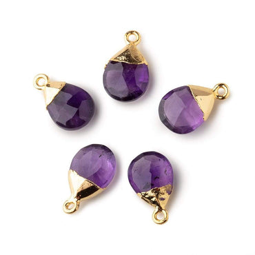 12x9mm Gold Leafed Amethyst faceted pear 1 focal bead (ONLINE ORDER ONLY)